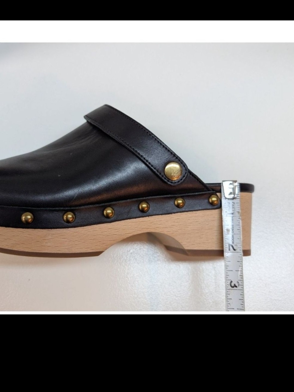 J. Crew Black Leather Slingback Clogs with Gold Studs - Picture 5 of 5
